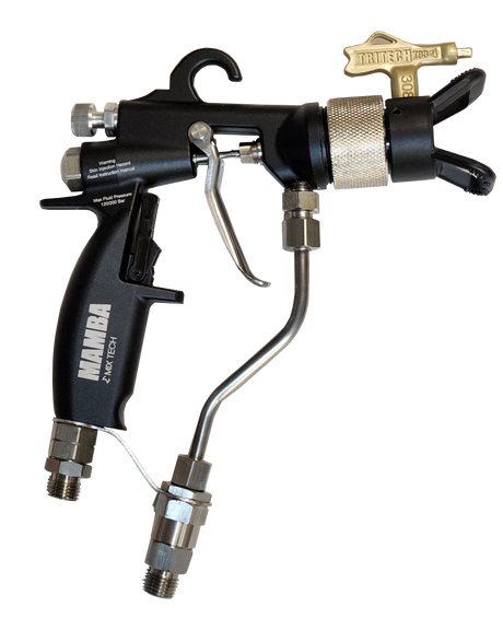 TFS Label Air-Assist-Airless (AAA) 14:1 Peak™ Pump - Cart Model Set-Up (V Packing) with MAMBA® AAA Spray Gun - Total Finishing Supplies