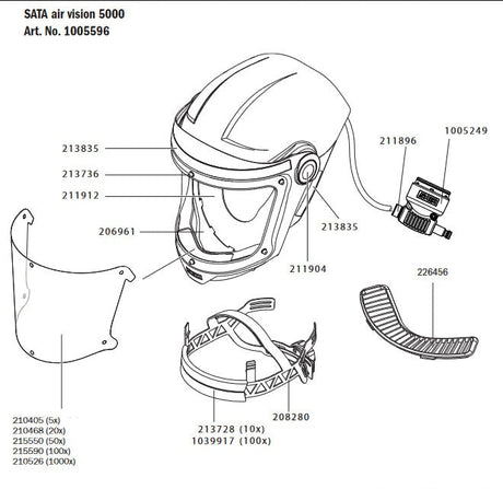 SATA air vision 5000 Dark Gray Hood Cloth - Total Finishing Supplies