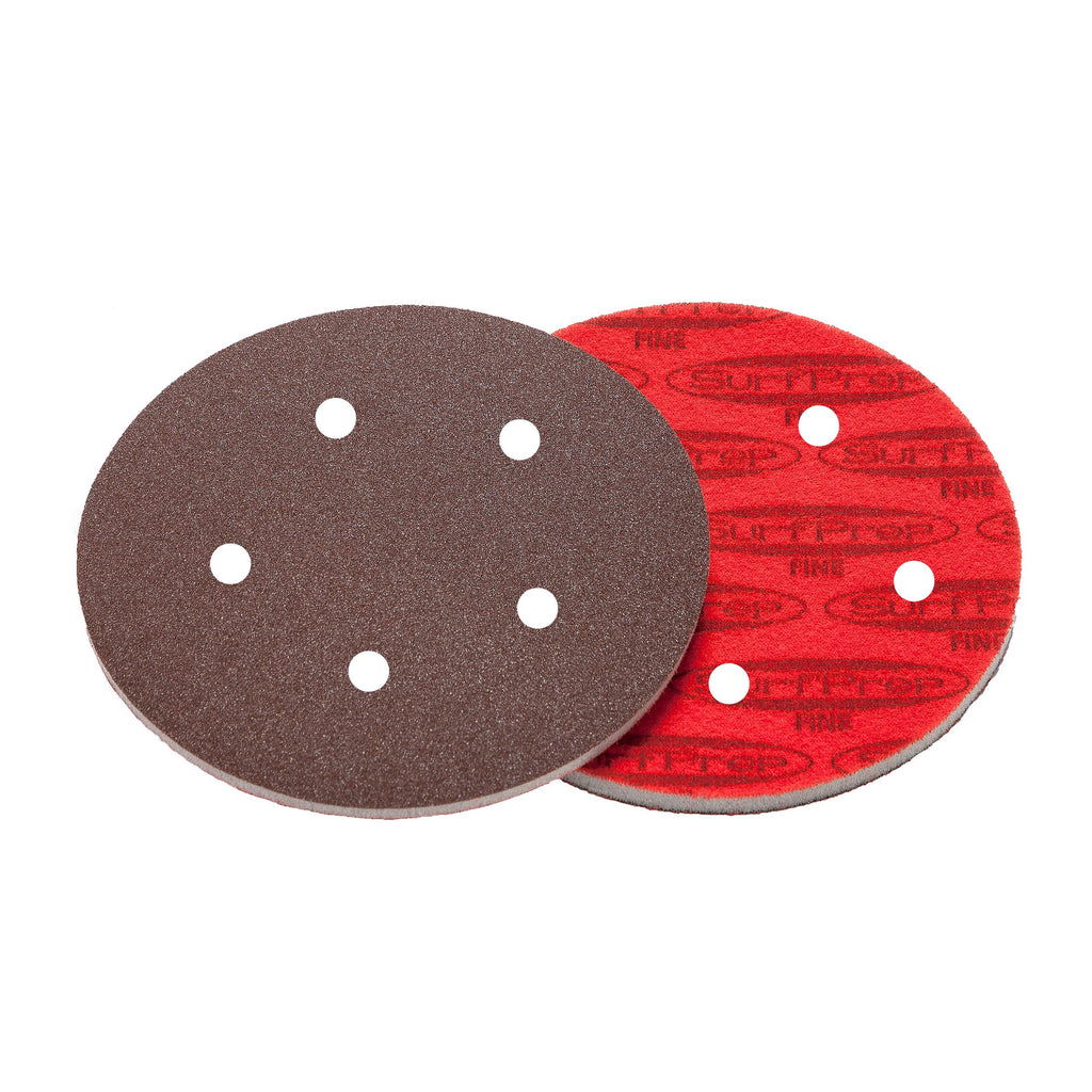 5 Surfprep Foam Discs - 5Mm Thick (Premium Red A/o) Holes For Vacuum / Coarse (60-80 Scratch)