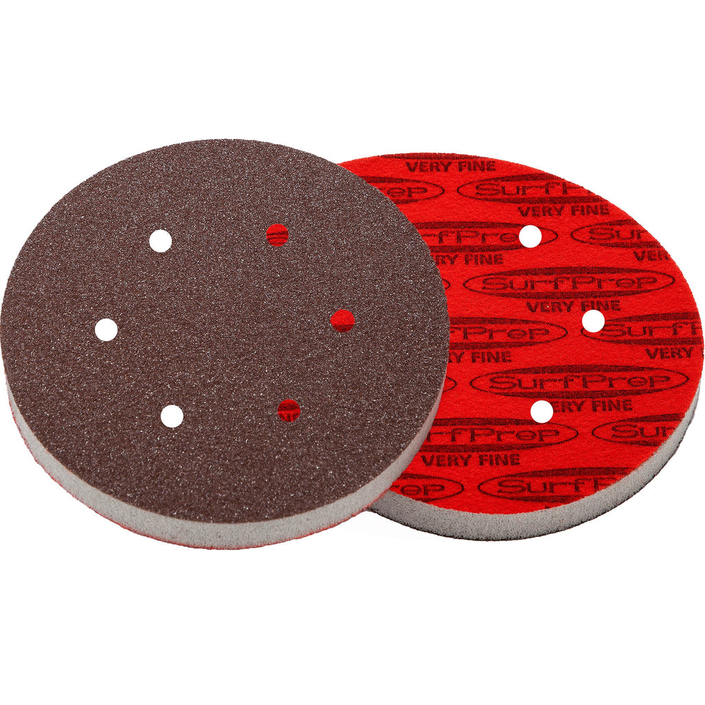 6 Surfprep Foam Discs - 10Mm Thick (Premium Red A/o) Holes For Vacuum / Coarse (60-80 Scratch)