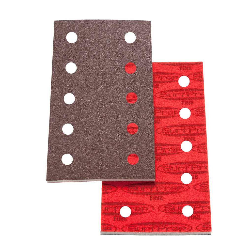 3 2/3 X 7 Surfprep Foam Pads - 5Mm Thick (Premium Red A/o) 10 Holes For Vacuum / Coarse (60-80