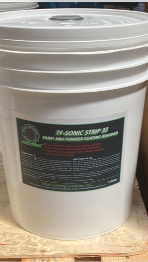 TF-Sonic 33 ultrasonic cleaning fluid 5 gallon pail label view - Total Finishing Supplies