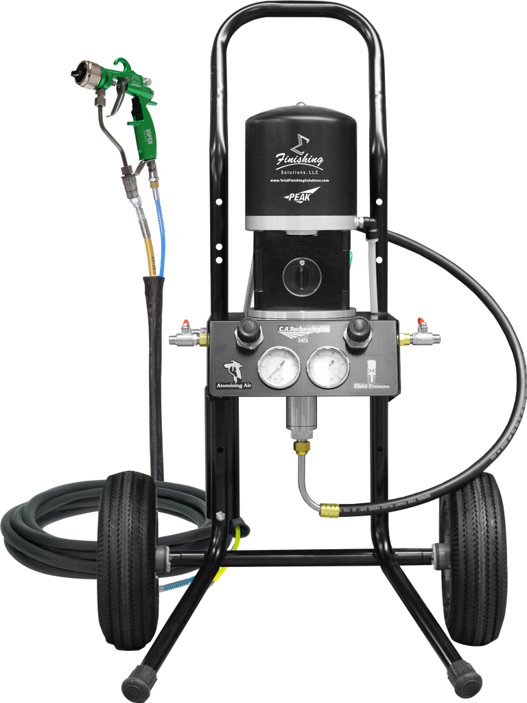 TFS Label Air-Assist-Airless (AAA) 14:1 Peak™ Pump - Cart Model Set-Up (V Packing) with VIPER® AAA Spray Gun - Total Finishing Supplies