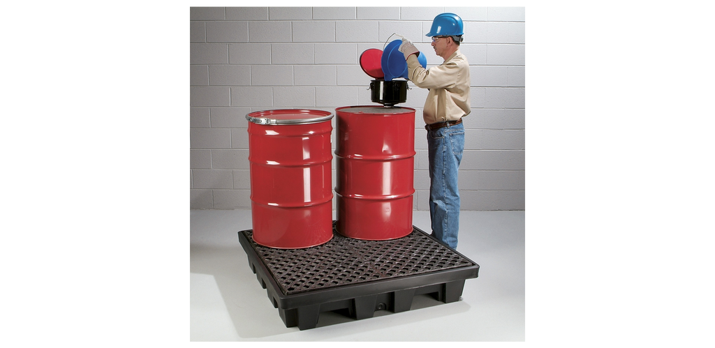 Heavy-Duty 4-Drum Polyspill Pallet Holds (4) 55 Gal. Drums 51 X 10 66 Sump Capacity Spill Pallets