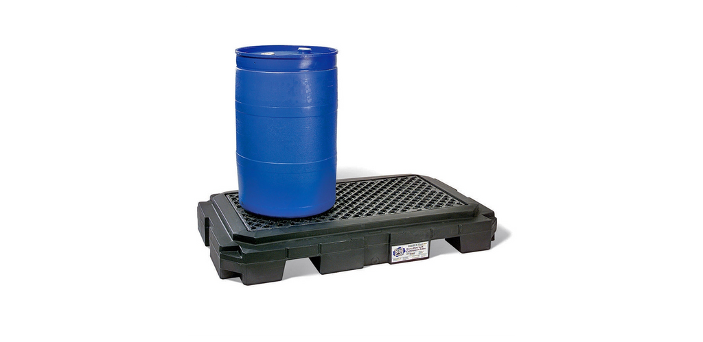 Heavy-Duty 2-Drum Polyspill Pallet Holds (2) 55 Gal. Drums 40 X 66 8.75 Sump Capacity Spill Pallets
